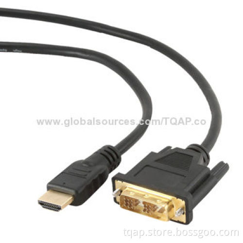 HDMI to DVI male-male cable with gold-plated connectors, 1.8m length